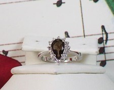 Smoky Quartz  AAA CZ. with 925 Sterling Silver Ring. Size 6 1/2. SSRF0030