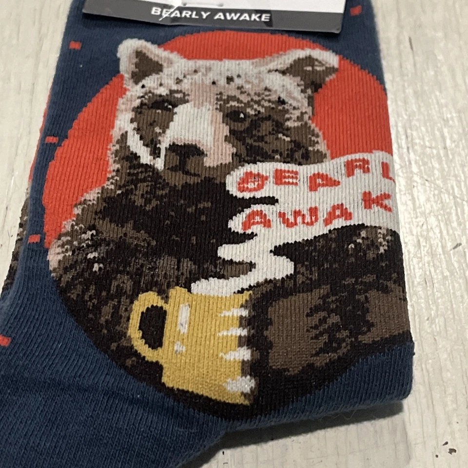 Calcetines Sock It To Me para mujer 5-10 "Bearly Awake" oso bebiendo café ~ NUEVOS Foto 3 de 4