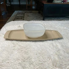 Tupperware Serve-Ette Tray and Bowl #771-1 Chip Dip Relish Dish #770-2 Lid 772-2