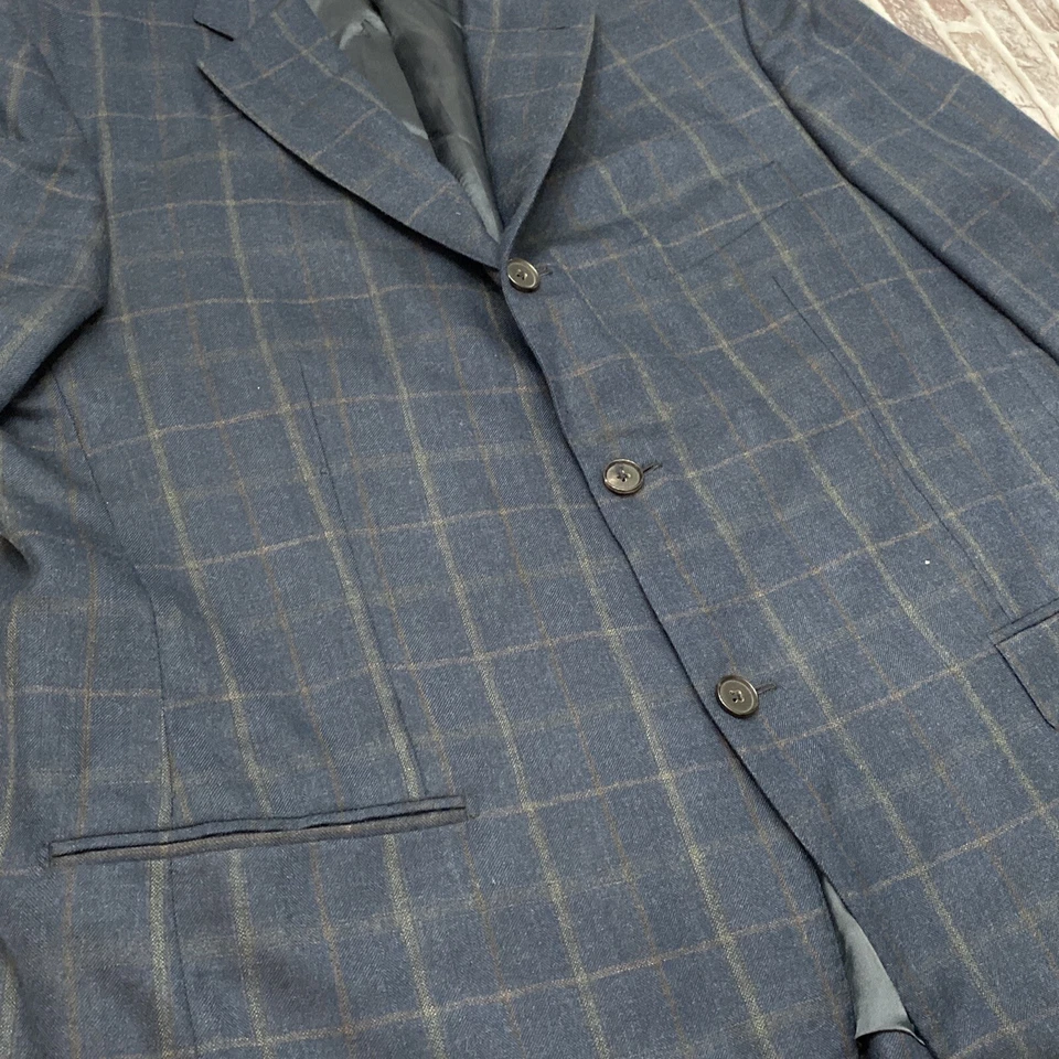 Chaqueta Abrigo Deportivo Isaia Napoli Blazer Cachemira Azul Cuadros Talla 54 Hecho en Italia Foto 3 de 4