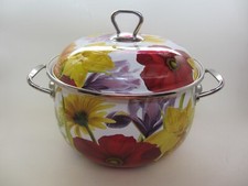 THE PIONEER WOMAN Retired Enameled 4 Qt POT w/ Lid Flowers Garden Spring Summer