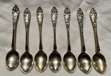 Set Of 7 Silver Opphoiet/ Open Rose Demitasse Spoons Thorvald Marthinsen