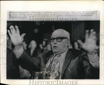 1974 Press Photo AFL-CIO president George Meany testifies ...