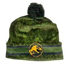 Jurassic World Boys Beanie Winter Hat Youth One Size Green T-Rex