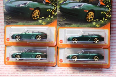 2022 Matchbox LOT OF 4 green PORSCHE 911 Carrera Cabriolet FREE SHIP #27/100