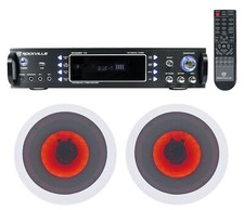 Rockville 1000w Home Theater Bluetooth Receiver 2 In-Ceiling 6.5" LED Speakers