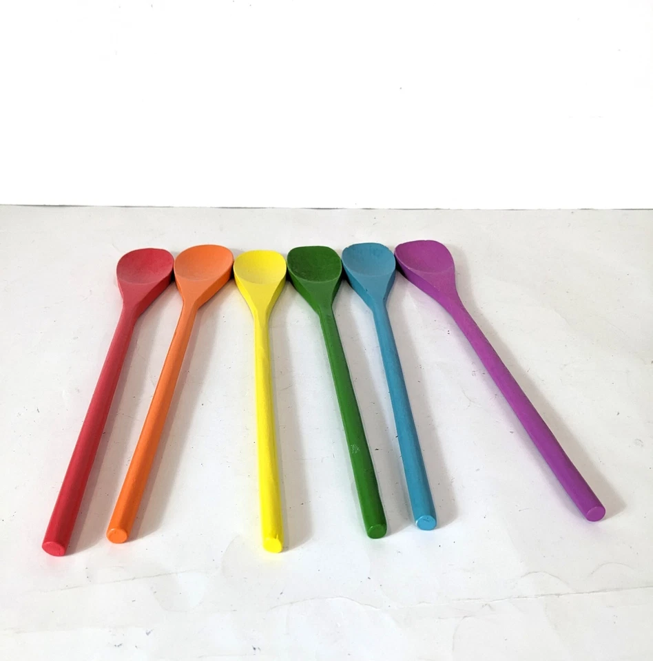 Rainbow Craft Wood Spoons for Activities - Image 3 of 4