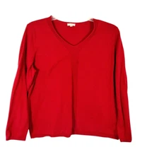 Talbots Women's XL Top Solid Red Long Sleeve Pullover 100% Cotton