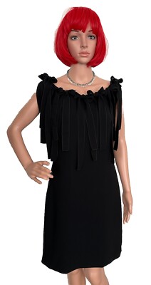 BOUTIQUE MOSCHINO  Black  Dress  Bows Detail (Fantasy Print ) Size US:10