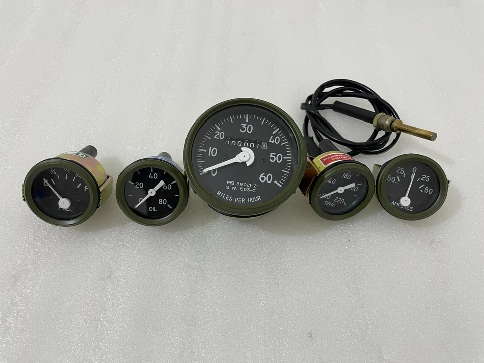 Gauges Kit Speedometer Temp-Oil Fuel Ampere Willys MB Jeeps Ford GPW |Fit For Foto 3 de 4