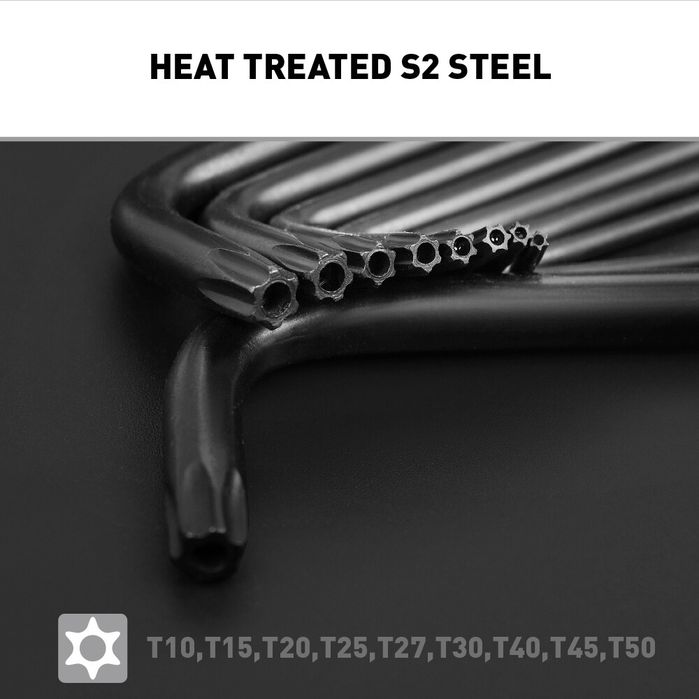 9Pc Torx Key Set Tamperproof CRV Star Wrench LType Long Arm T10T50