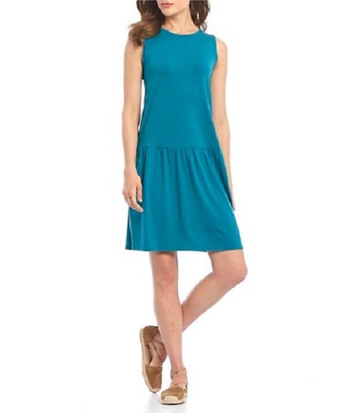 Eileen Fisher Women Drop Waist Jersey Dress - Jasper - XL Eileen Fisher Women Drop Waist Jersey Dress - Jasper - XL