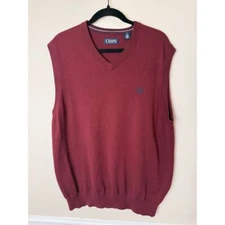 Chaps Burgundy V-Neck Sweater Vest Classic Business Casual Golf Menswear Large