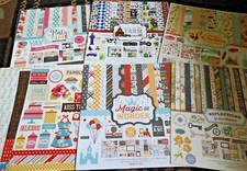 Echo Park 12 x 12 Scrapbook Paper Mixed Lot Sticker Sheets Farm Kitchen Party ++
