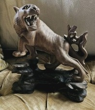 Intricately Carved  Vintage  Tiger Sculpture 