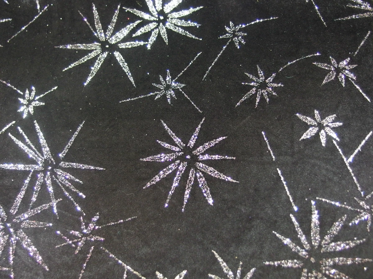 Fabric Black Stretch Velvet with Silver Glitter, Dance 1.4 Metre X 1.45, New  