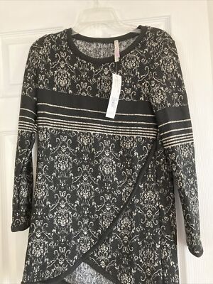 ladies size small harmony black Taupe lightweight sweater retail $58