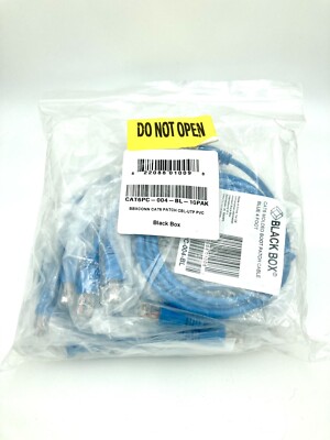 Black Label Brand Cat6 4ft Ethernet Cable Lot - RJ45 - Patch - Lot Of 10 Blue