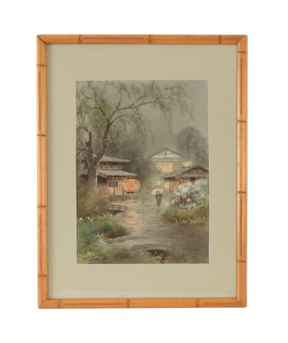 Fukutaro Terauchi (Japanese 1891 - 1964) Japanese Watercolor Painting Signed - Imagen 1 de 13