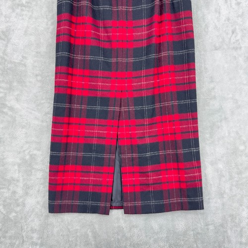 Vintage Talbots Skirt Womens 14 Wool Academia Preppy Plaid Modest Lined Zip Red - Picture 3 of 11