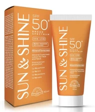 Sun& Shine Mineral Sunscreen For Face & Neck skin UVA+UVB+SPF50 50ml Exp 11/2025