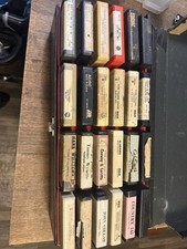 Lot Of 24 8 Track Tapes In Carrying Case Mixed Genres Untested