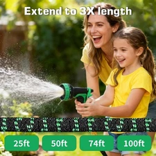 Expanding Expandable Flexible Garden Water Hose w Spray Nozzle 25, 50, 75, 100FT