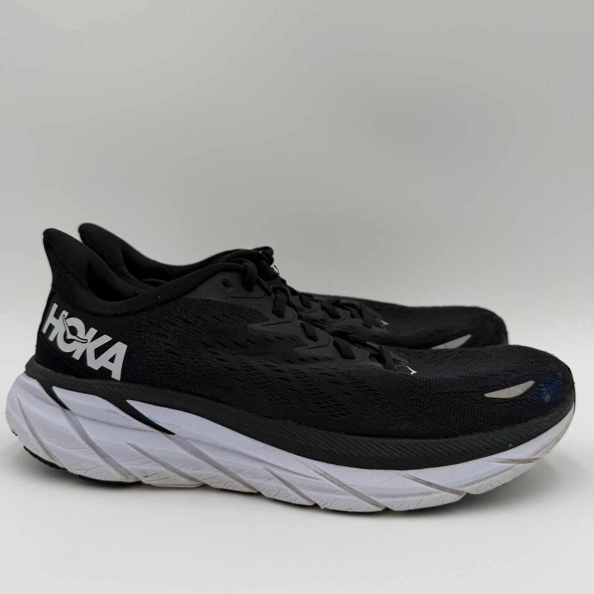 Hoka One One Clifton 8 Shoes Mens Size 10 B Black White  display picture 2