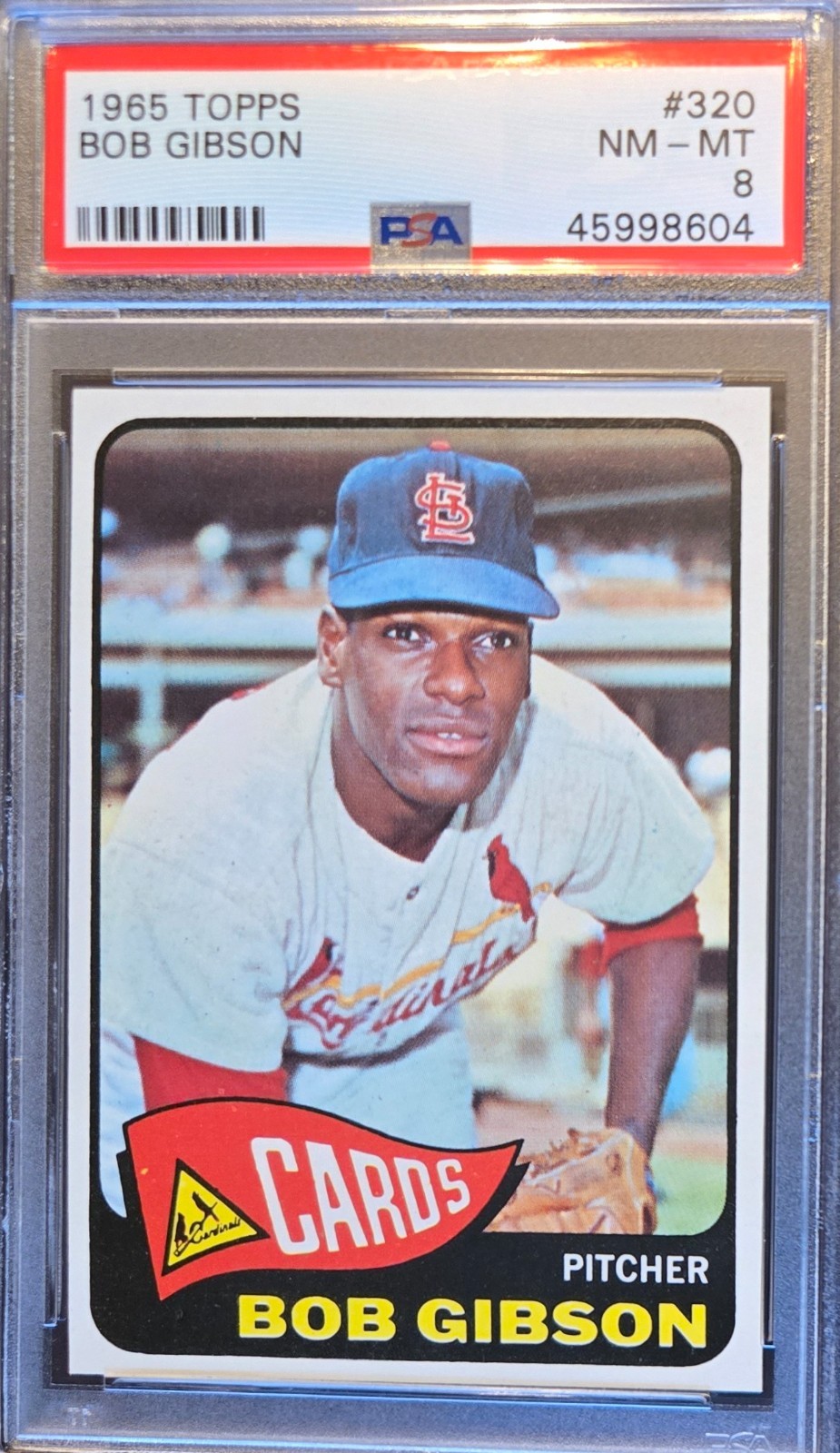 1965 Topps Bob Gibson #320 - PSA 8 NM-MT - St. Louis Cardinals Hall of Famer