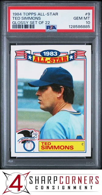 1984 Topps All-Star Glossy Set of 22 #9 Ted Simmons Hof Pop 3 PSA 10