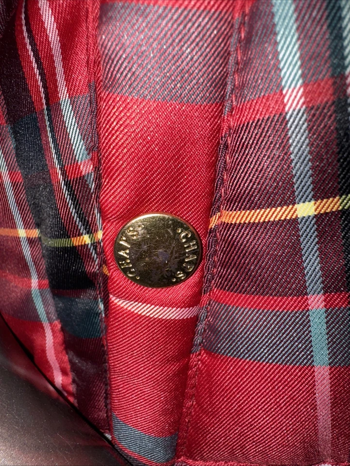 Chaleco acolchado a cuadros rojo Chaps Ralph Lauren para hombre M bolsillos con cremallera completa Foto 2 de 4