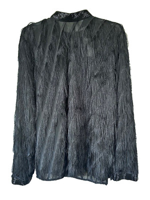 H&M Edition Blouse Sz M* NWT Eyelash Fringe Paillette Sequins Collar Keyhole