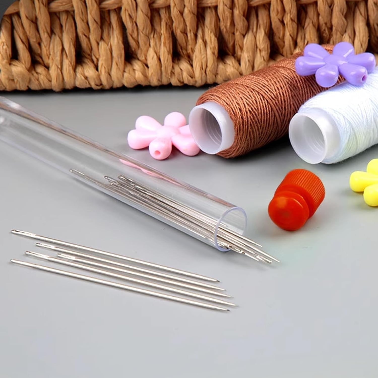 60 PCS Large Eye Sewing Needles Set – 3 Sizes with Threader for Hand Sewing 