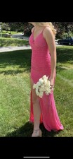 Pink Sleeveless prom Dress with Slit Regular Size Formal Evening Gown