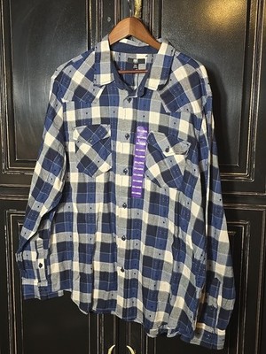 Frye XXL Jacquard Flannel Deep Night Sky Long Sleeve Button Up  Shirt