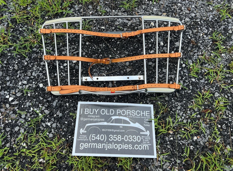 Bagageiro Porsche 356 Leitz Lietz com cintos de couro 356C 356B T6 grade dupla - Imagem 2 de 4