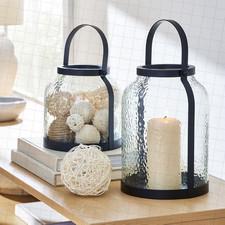 Better Homes Gardens Black Metal Hammered Glass Candleholder Lantern