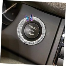 Purple Butterfly Car Bling Ring Emblem Car Accessories for Buttons Silver