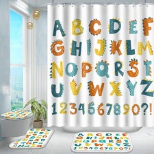 Poedist 4 Pcs Bathroom Shower Curtain Set,Kid's Bathroom Set,Shower Curtain S...