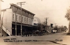 Augusta MI Michigan Main & Clinton Street View RPPC Photo Postcard COPY