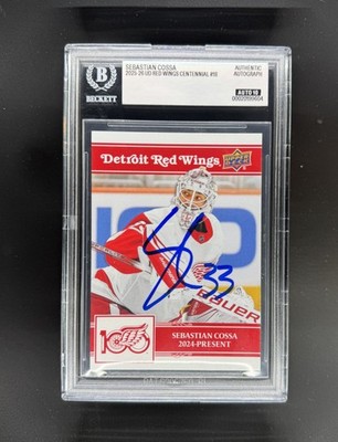 2025-26 Upper Deck Red Wings Centennial #18 Sebastian Cossa signed BAS 10 auto
