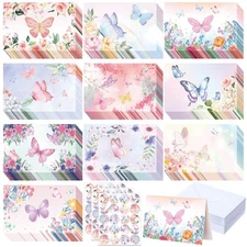 50 Pcs Blank Greeting Cards 4x6, Butterfly Design Blank Cards with Envelopes,...