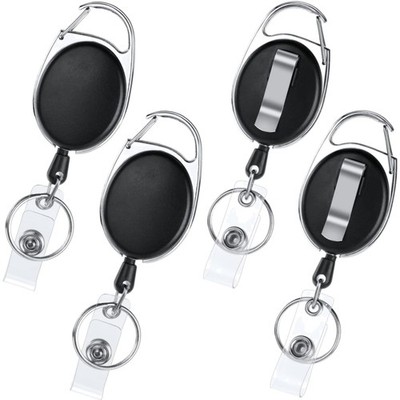 Schlüsselanhänger, Ausziehbar, Schlüsselrolle, Kartenhalter, Gürtelclip, 4 Stück