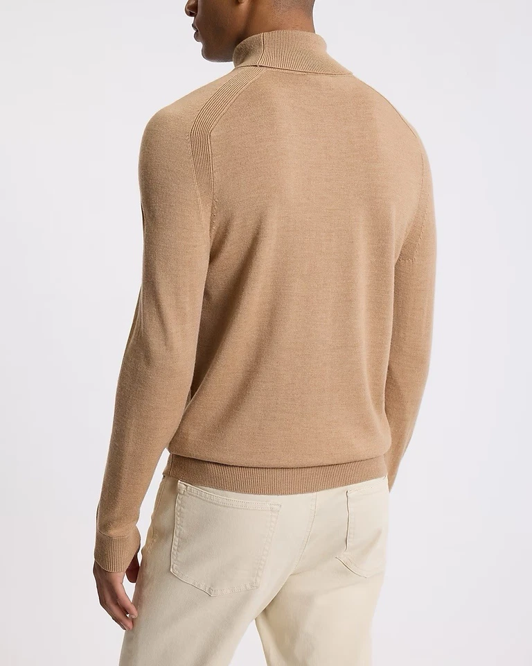 Suéter de cuello alto 100 % lana merino para hombre $88 Express camel brezo talla M Foto 2 de 4