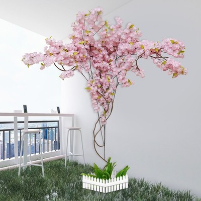 Artificial Cherry Blossom Tree Fake Sakura Tree For Bridal Bouquets Decor US