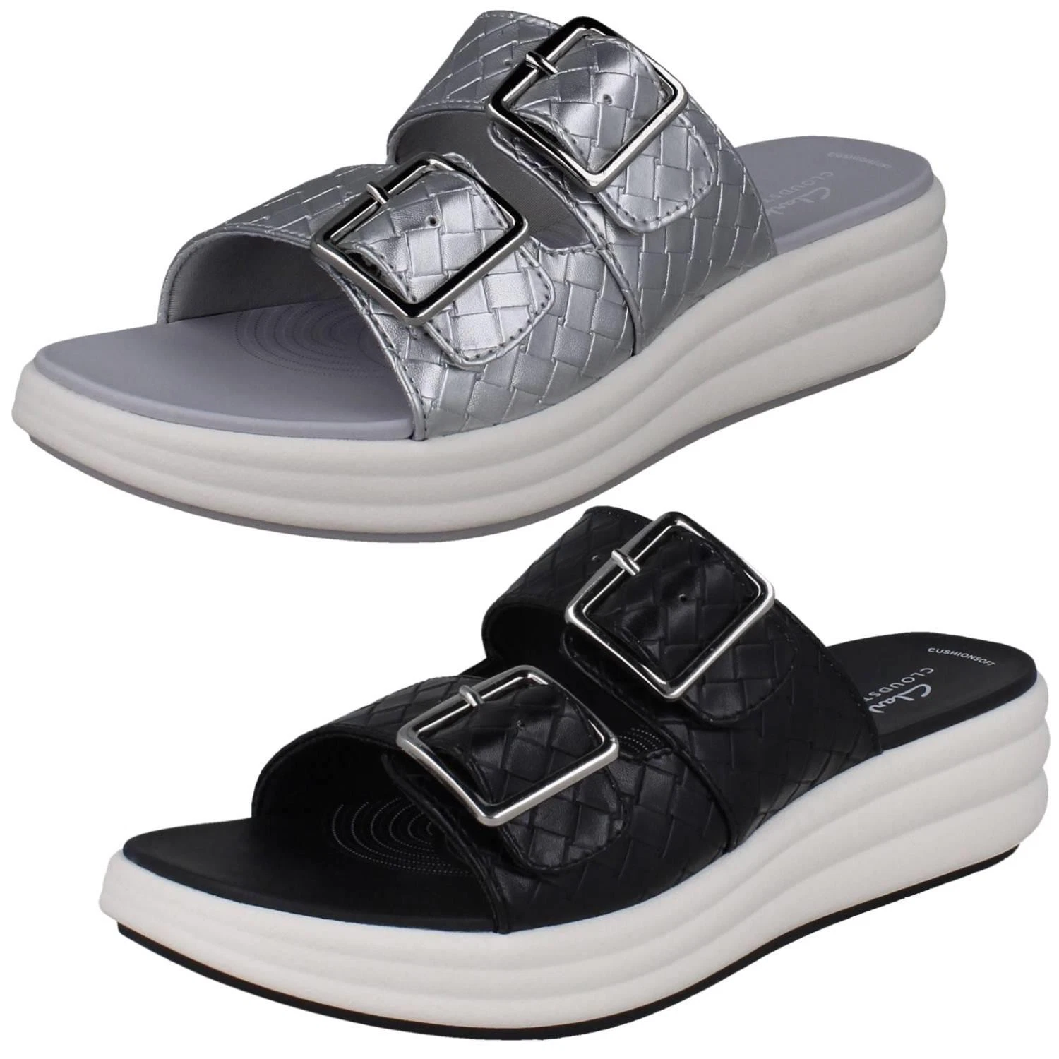 Donna Clarks Cloudsteppers Sintetico Intrecciato Fibbia Sandali Sabot : Drift