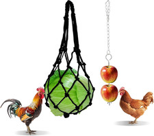 2PCS Chicken Feeding Toys Set, Chicken Hanging Feeder Toy Hanging Fruit Fork  M