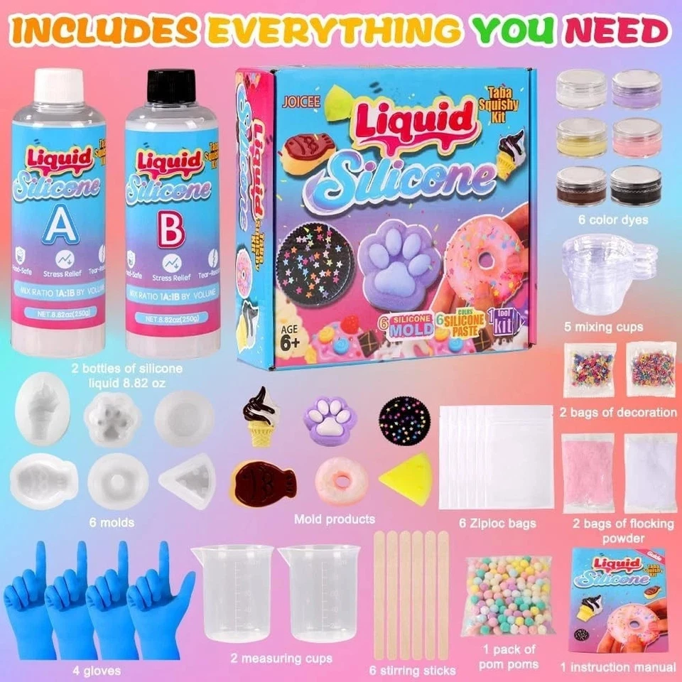 Taba Squishy Kit DIY Squishy Making Kit 18OZ 1 1 AB Liquid Silicone with 6 - image 4 of 4