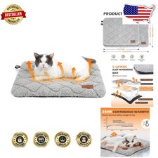Cozy Self Heating Cat Bed 24x18" Safe No Electricity Fluffy Indoor Outdoor