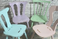 4 x alter Holzstuhl Stuhl Küchenstuhl bunt 60er Vintage Shabby Chic Möbel